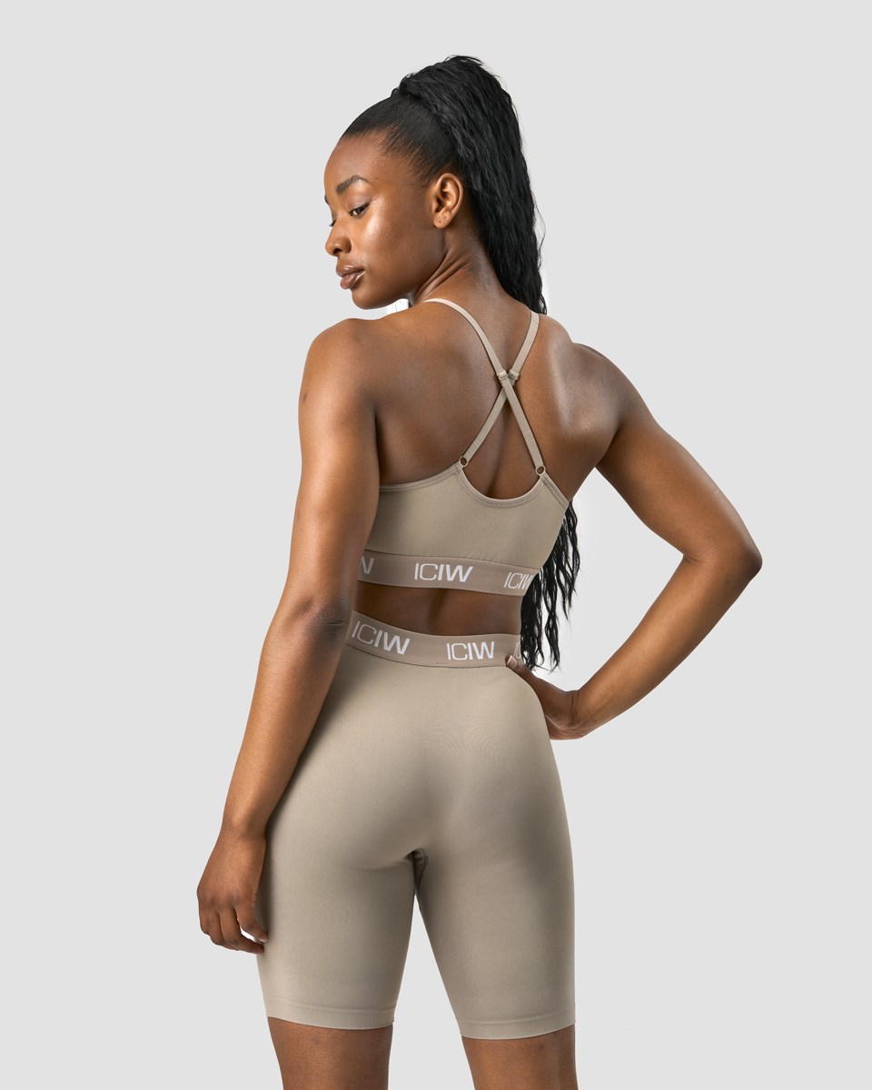 ICIW Define Seamless Logo Snörade Sports Bra Taupe Beige | 549306GLN