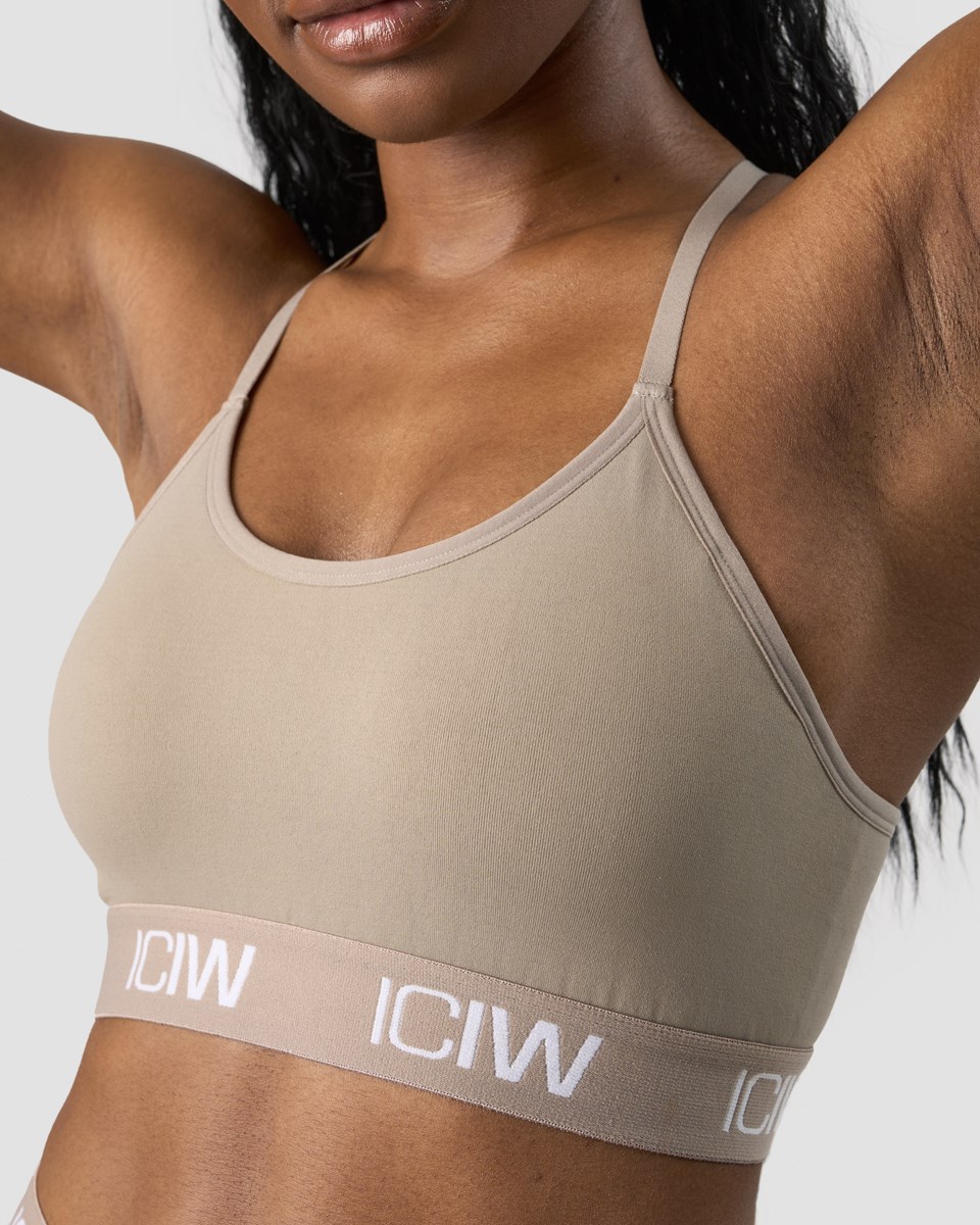 ICIW Define Seamless Logo Snörade Sports Bra Taupe Beige | 549306GLN