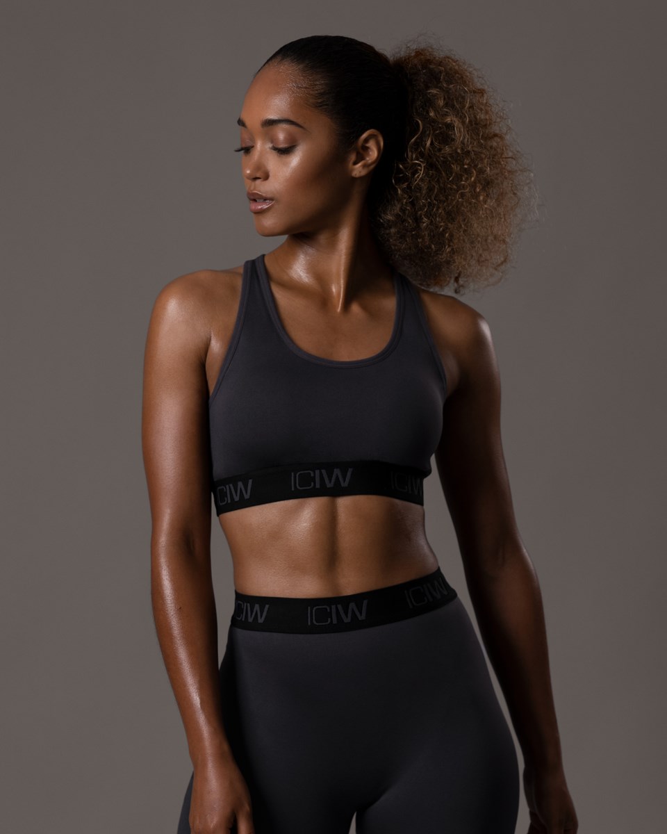 ICIW Define Seamless Logo Sports Bra Graphite Mörkgrå | 785462CPK