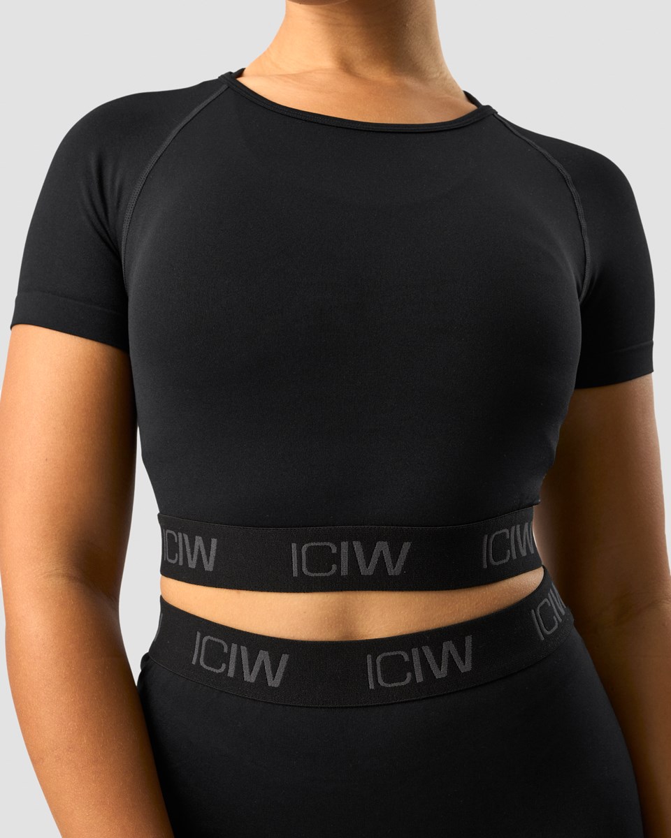 ICIW Define Seamless Logo T-shirt Crop Top Svarta | 758149PQF