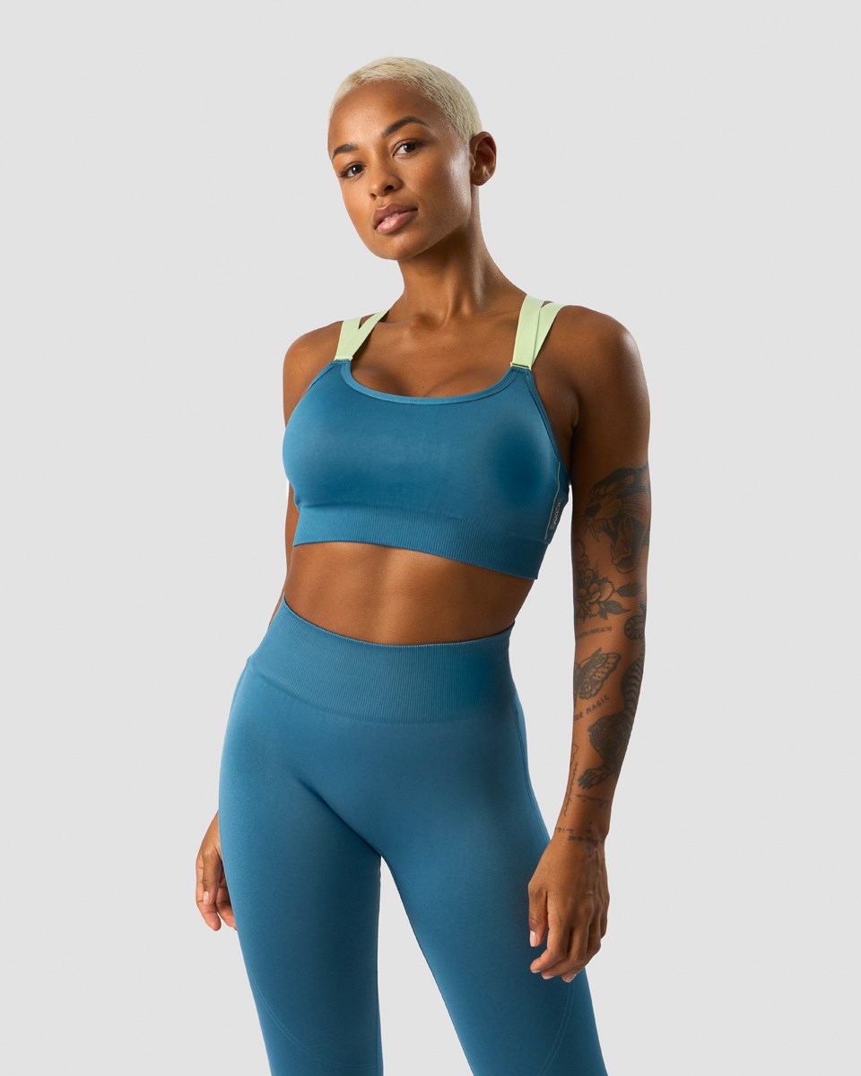 ICIW Deluxe Seamless Adjustable Sports Bra Teal Mörkblå | 072683QFD