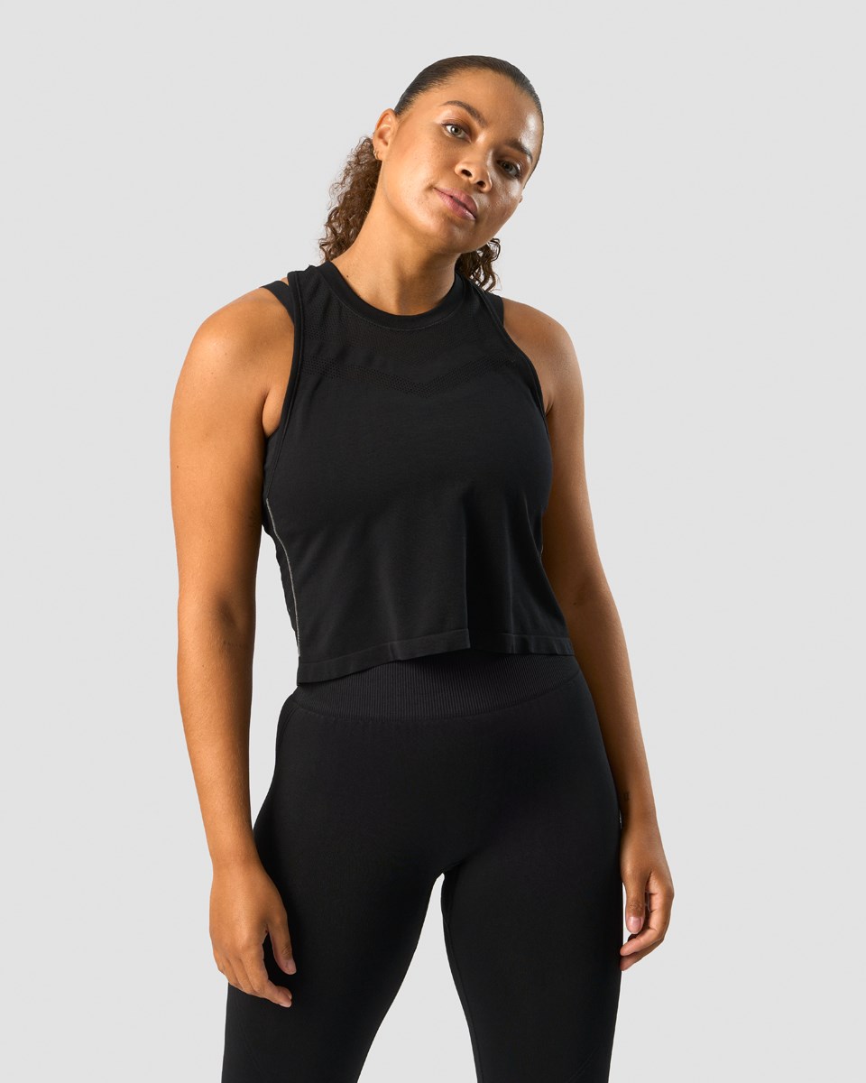 ICIW Deluxe Seamless Cropped Tank Top Svarta | 794026NZP