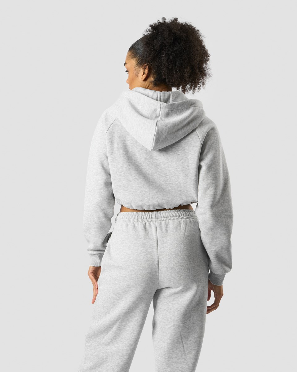 ICIW Everyday Cropped Hoodie Wmn Light Melange Ljusgrå | 879025UON