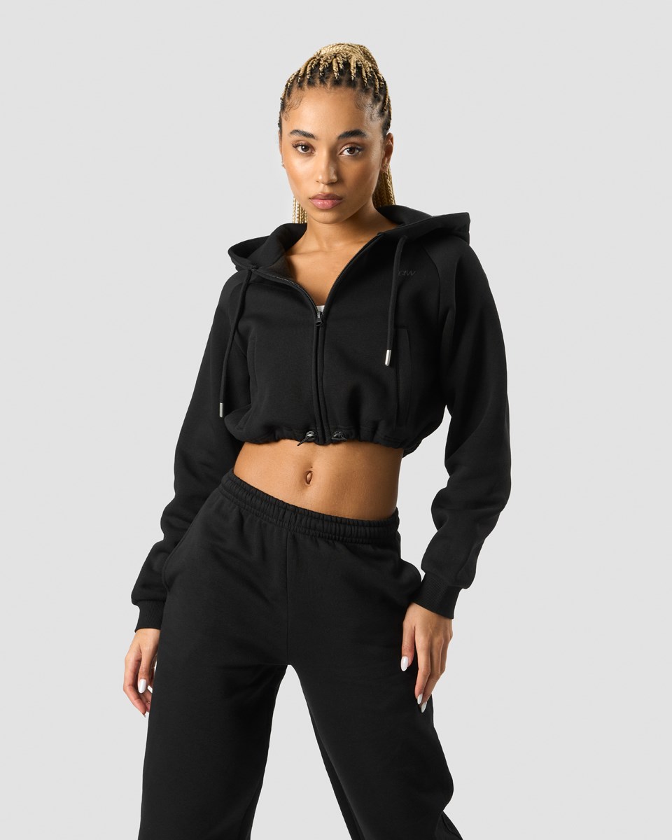 ICIW Everyday Cropped Hoodie Wmn Svarta | 802967SQG