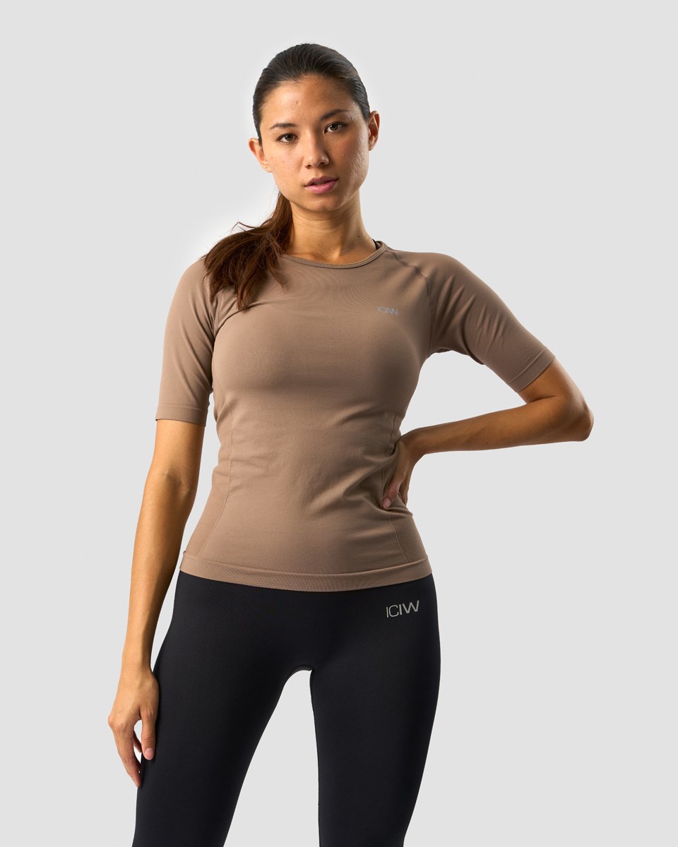 ICIW Everyday Seamless T-shirt Mid Sleeve Desert Sand Bruna | 250946UOD