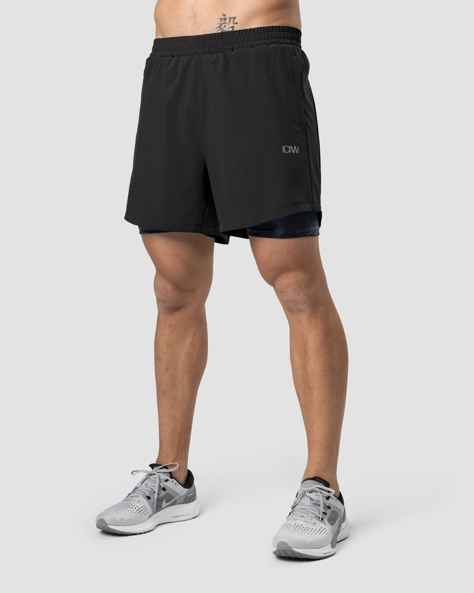 ICIW Mercury 2-in-1 shorts Camo Svarta | 384216LKU