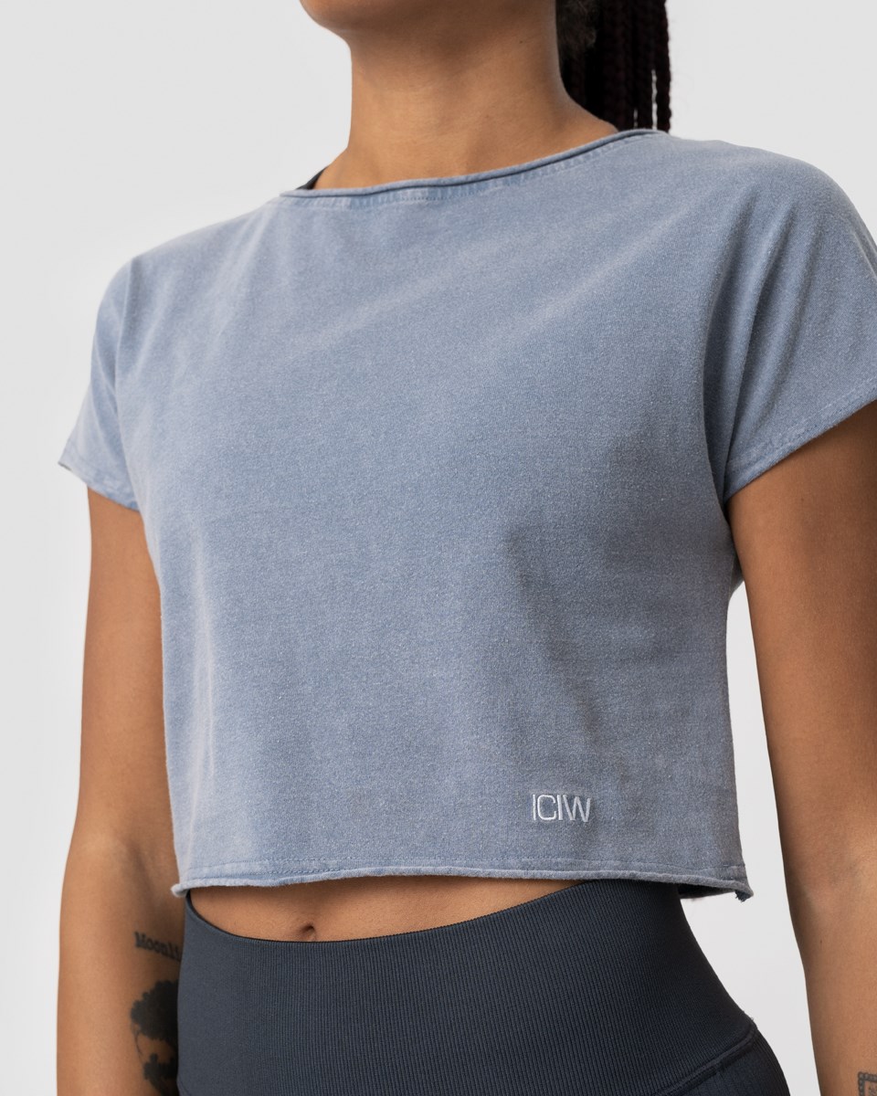 ICIW Nimble Cropped Capped T-shirt Faded Ljusblå | 570429YAZ