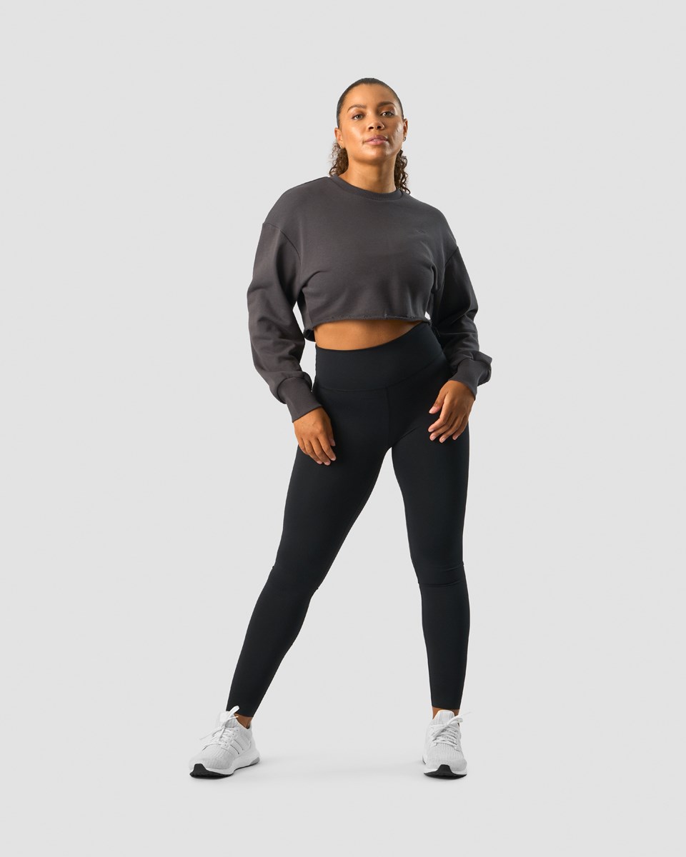 ICIW Nimble Cropped Crewneck Clay Mörkgrå | 389562WUE