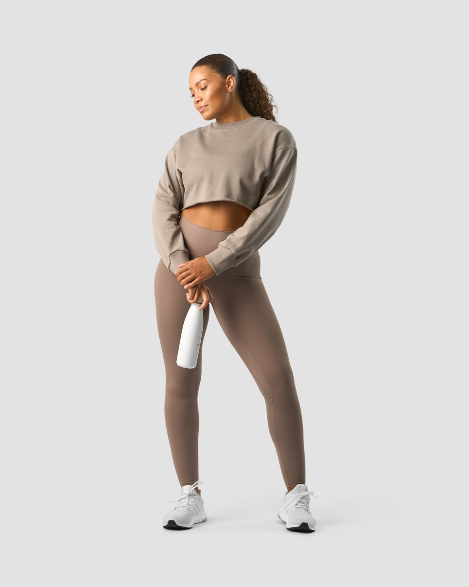 ICIW Nimble Cropped Crewneck Greige Beige | 059312FPL