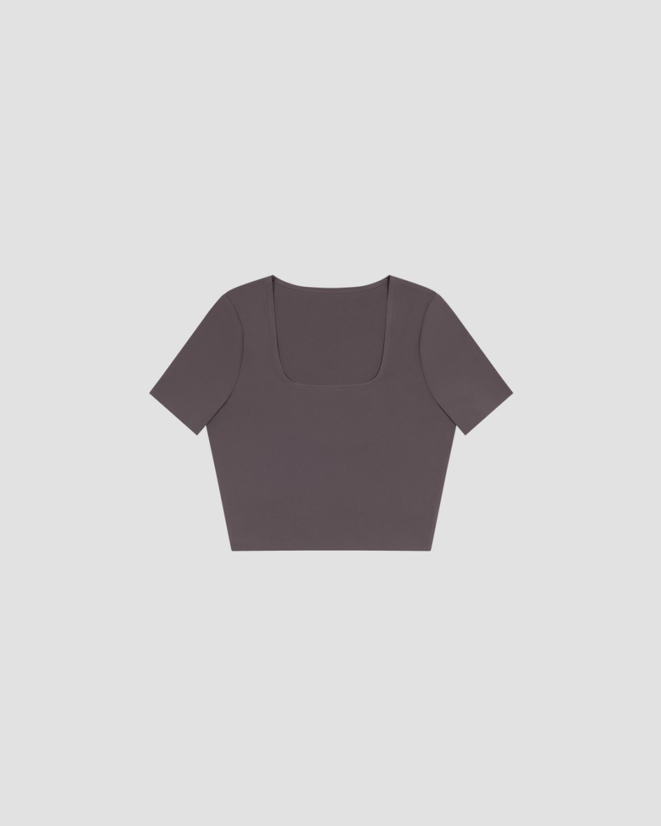 ICIW Nimble Soft Cropped T-shirt Clay Mörkgrå | 412597NUZ