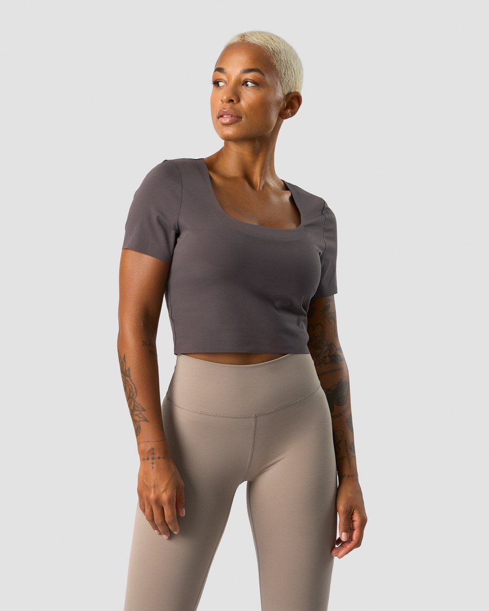 ICIW Nimble Soft Cropped T-shirt Clay Mörkgrå | 412597NUZ