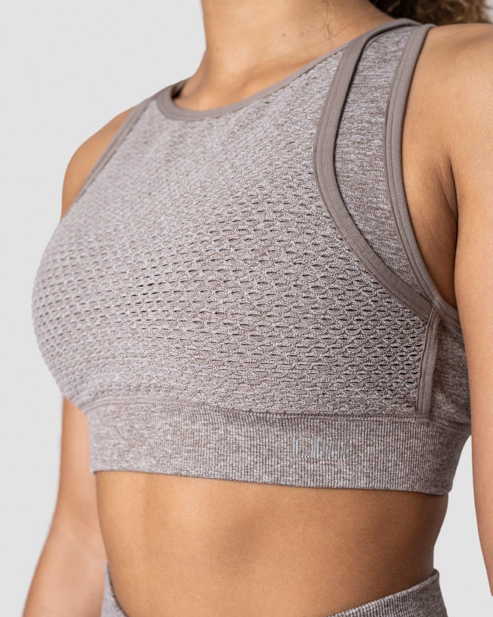 ICIW Queen Mesh Icon Sports Bra Khaki Melange Beige | 950278XFR