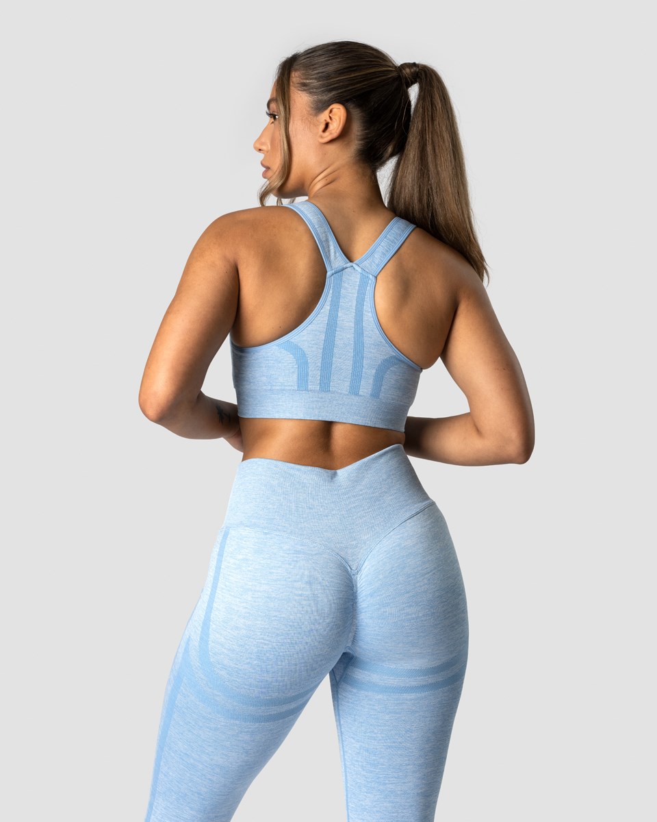 ICIW Rush Seamless Sports Bra Powder Melange Ljusblå | 749128XGE