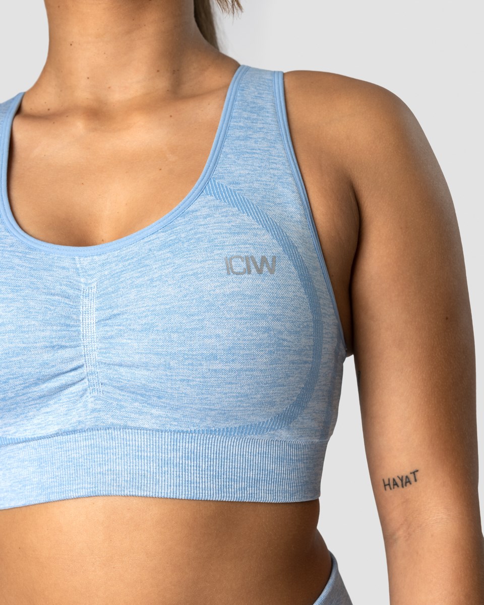 ICIW Rush Seamless Sports Bra Powder Melange Ljusblå | 749128XGE