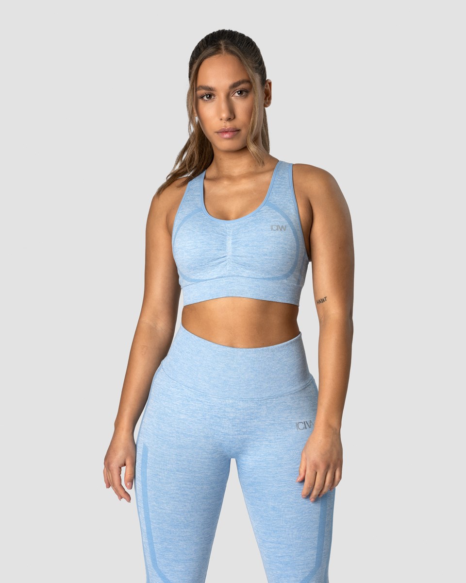 ICIW Rush Seamless Sports Bra Powder Melange Ljusblå | 749128XGE