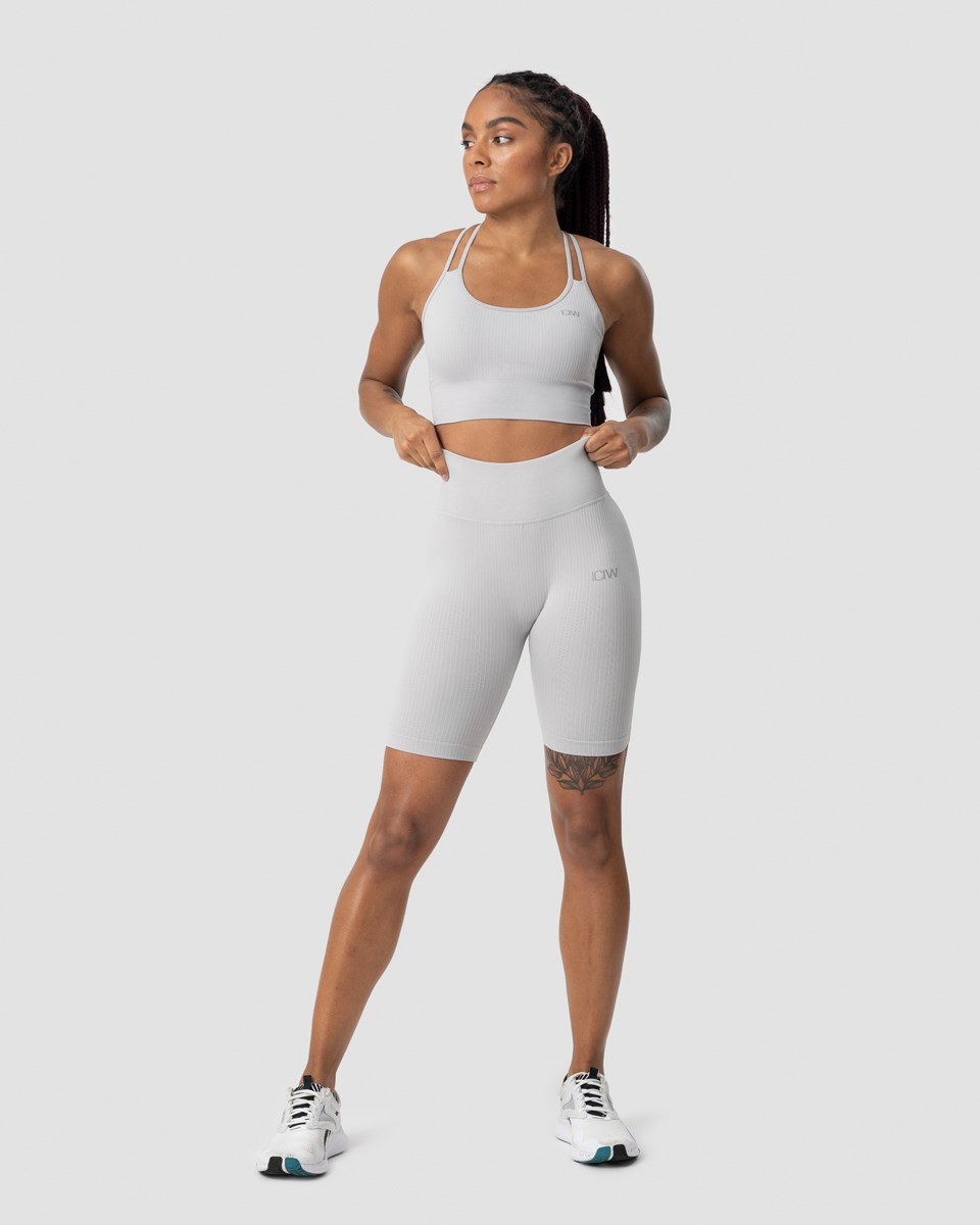 ICIW Räfflad Define Seamless Biker Shorts Light Wmn Ljusgrå | 285716AHN