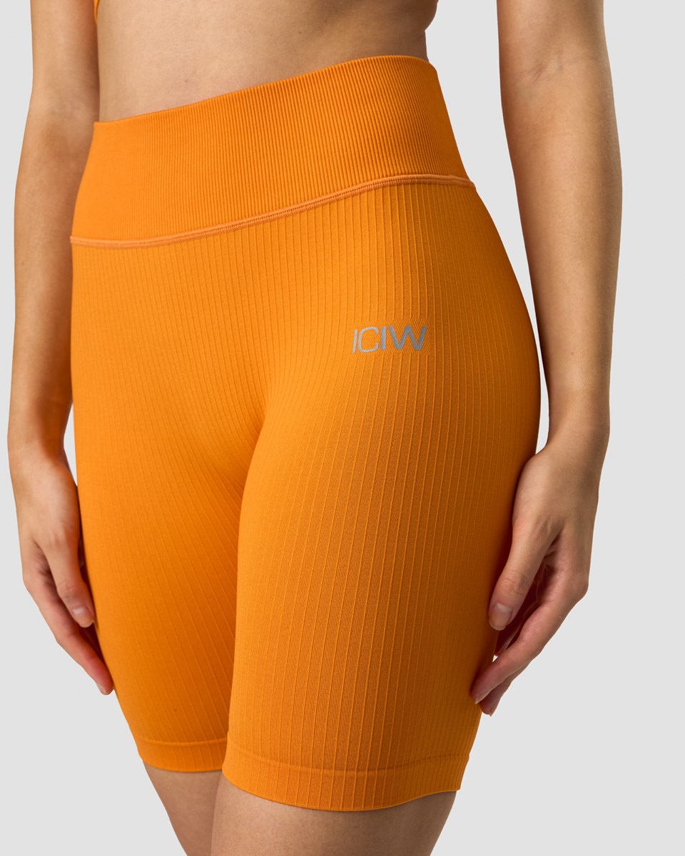 ICIW Räfflad Define Seamless Biker Shorts Wmn Bright Orange | 573894PLI