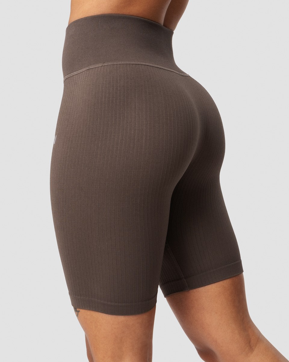 ICIW Räfflad Define Seamless Biker Shorts Dk Sand Wmn Bruna | 824107VZO