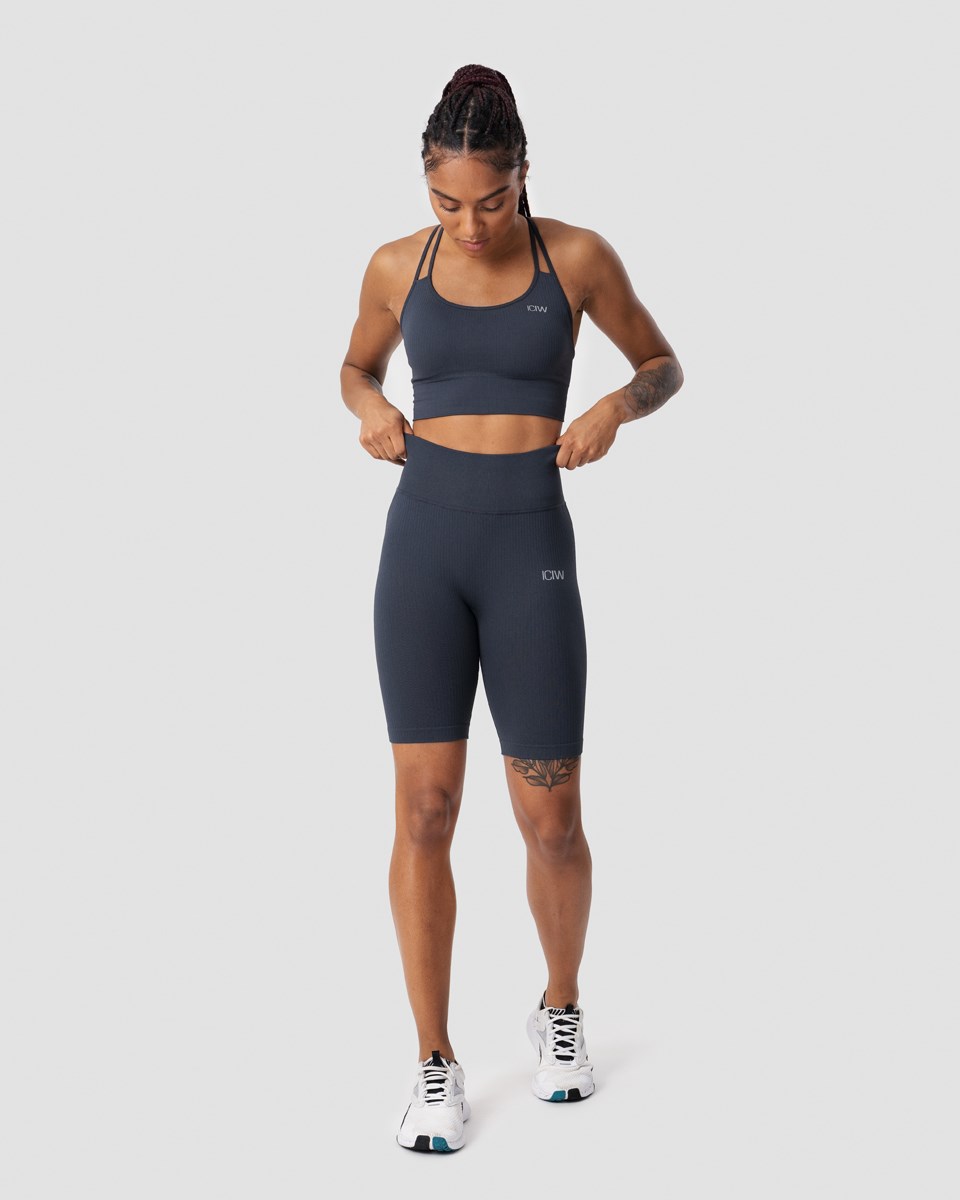 ICIW Räfflad Define Seamless Biker Shorts Smokey Wmn Mörkblå | 912643NIB