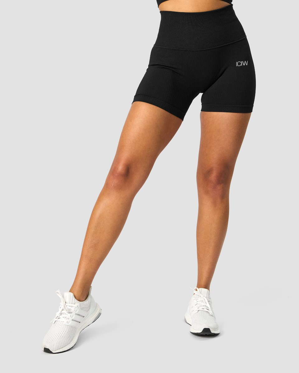 ICIW Räfflad Define Seamless Pocket Shorts Svarta | 189076ZFC