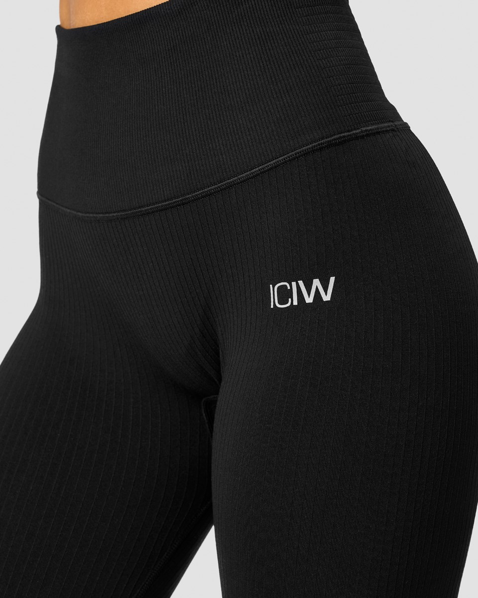 ICIW Räfflad Define Seamless Pocket Tights Svarta | 679802WTH