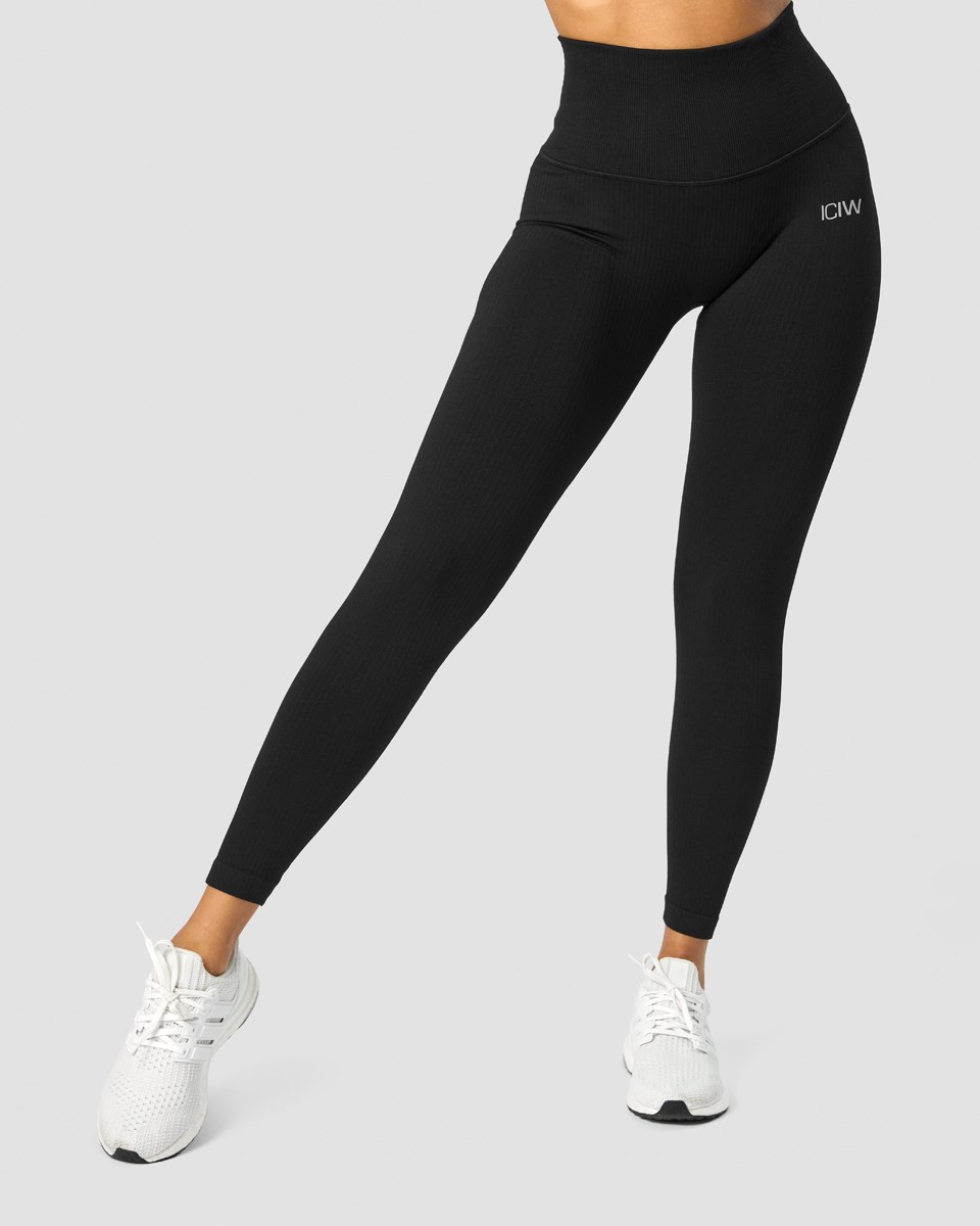 ICIW Räfflad Define Seamless Pocket Tights Svarta | 679802WTH