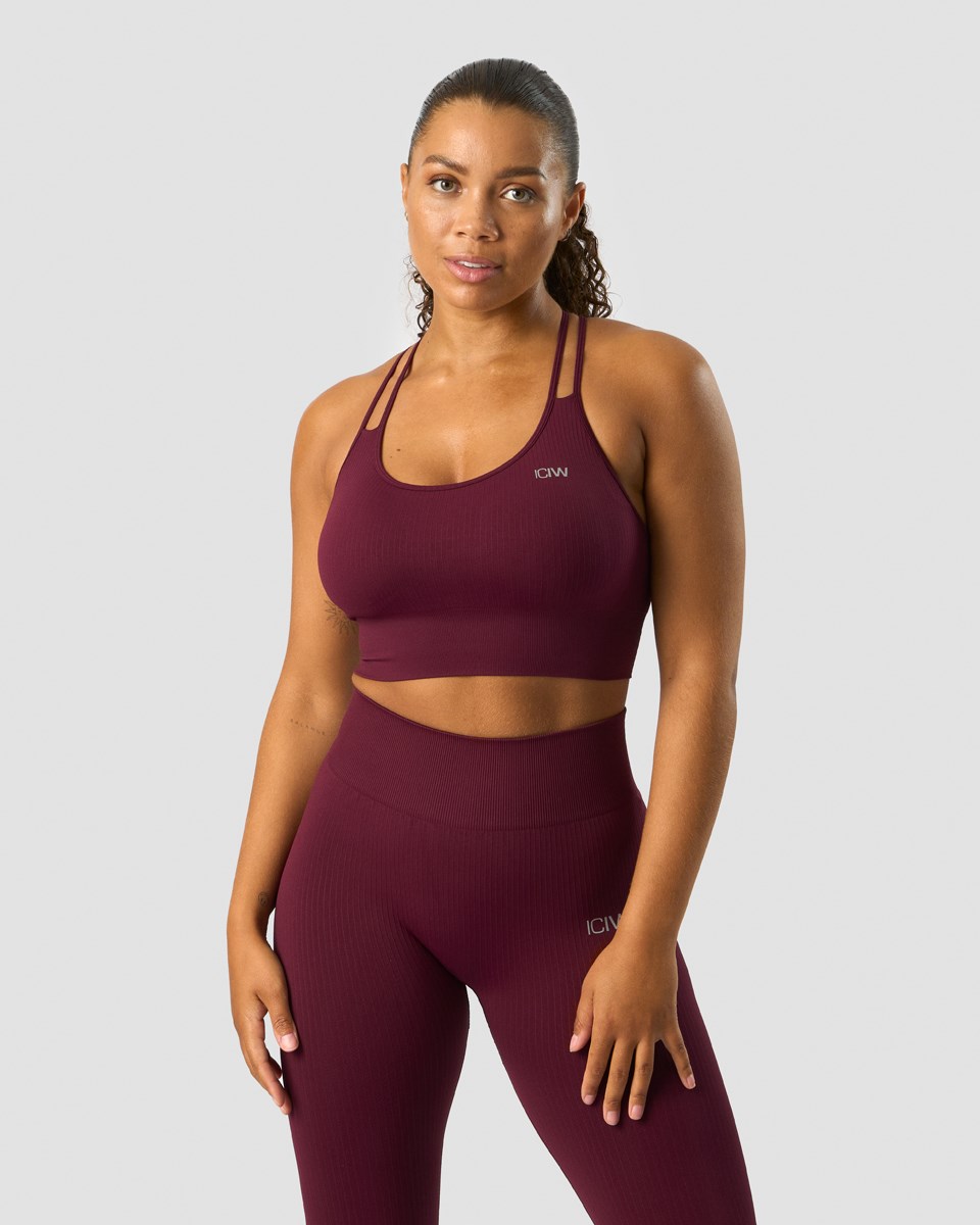 ICIW Räfflad Define Seamless Sports Bra Dark Burgundy Mörkröda | 351274IFX