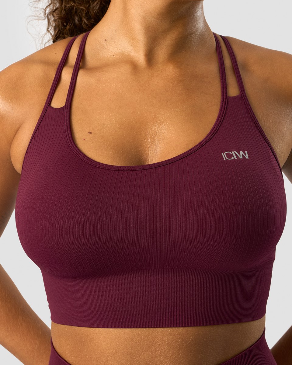 ICIW Räfflad Define Seamless Sports Bra Dark Burgundy Mörkröda | 351274IFX