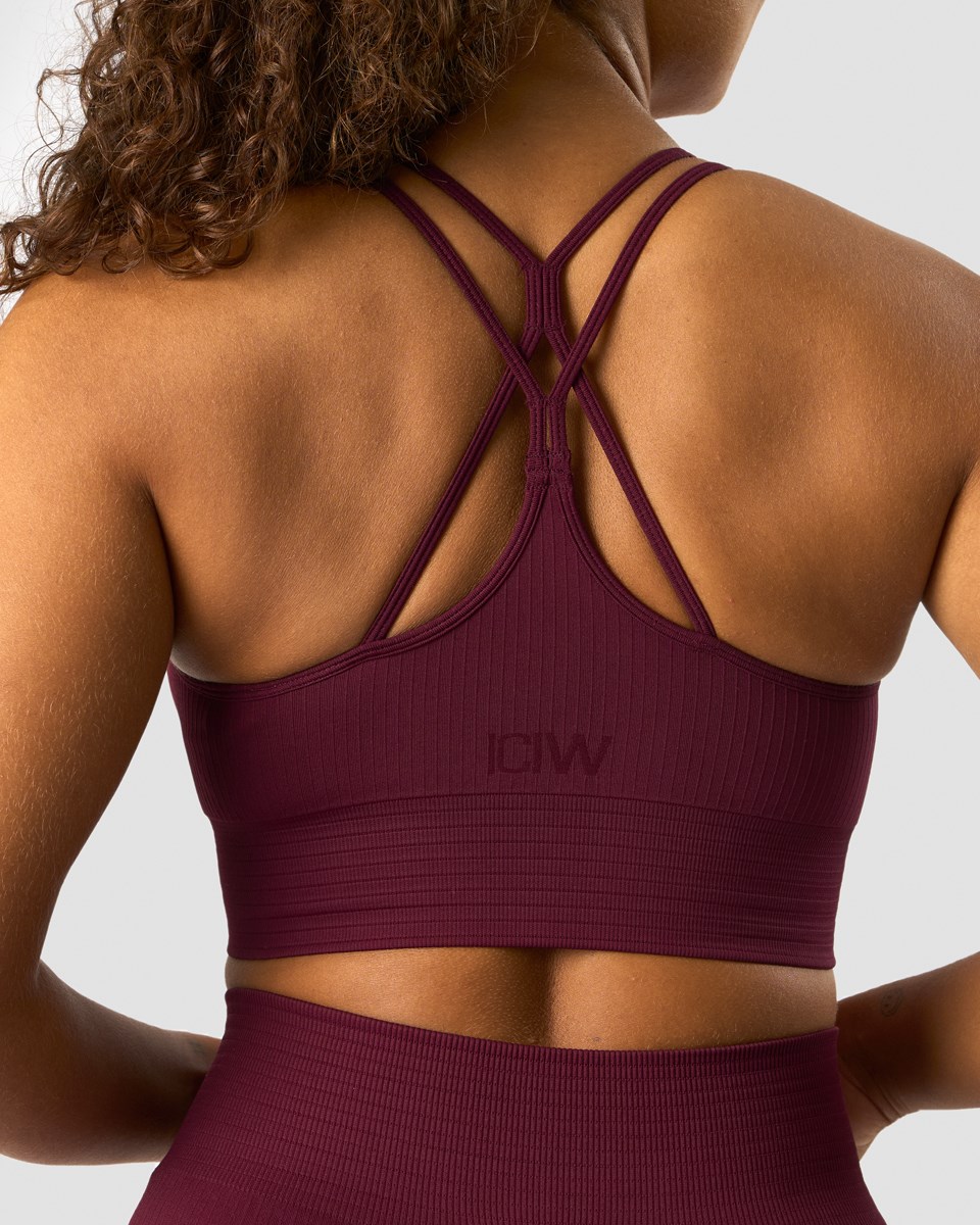 ICIW Räfflad Define Seamless Sports Bra Dark Burgundy Mörkröda | 351274IFX