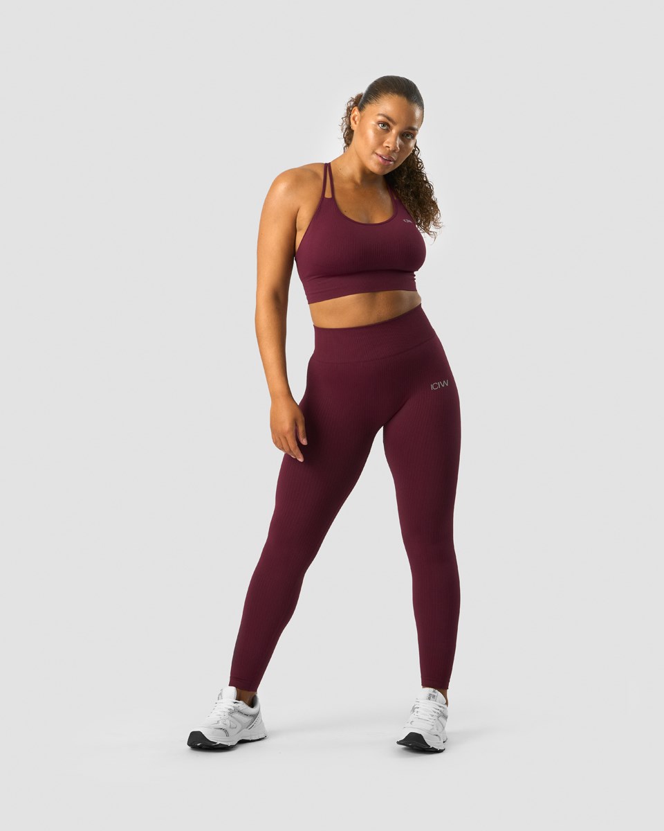 ICIW Räfflad Define Seamless Sports Bra Dark Burgundy Mörkröda | 351274IFX