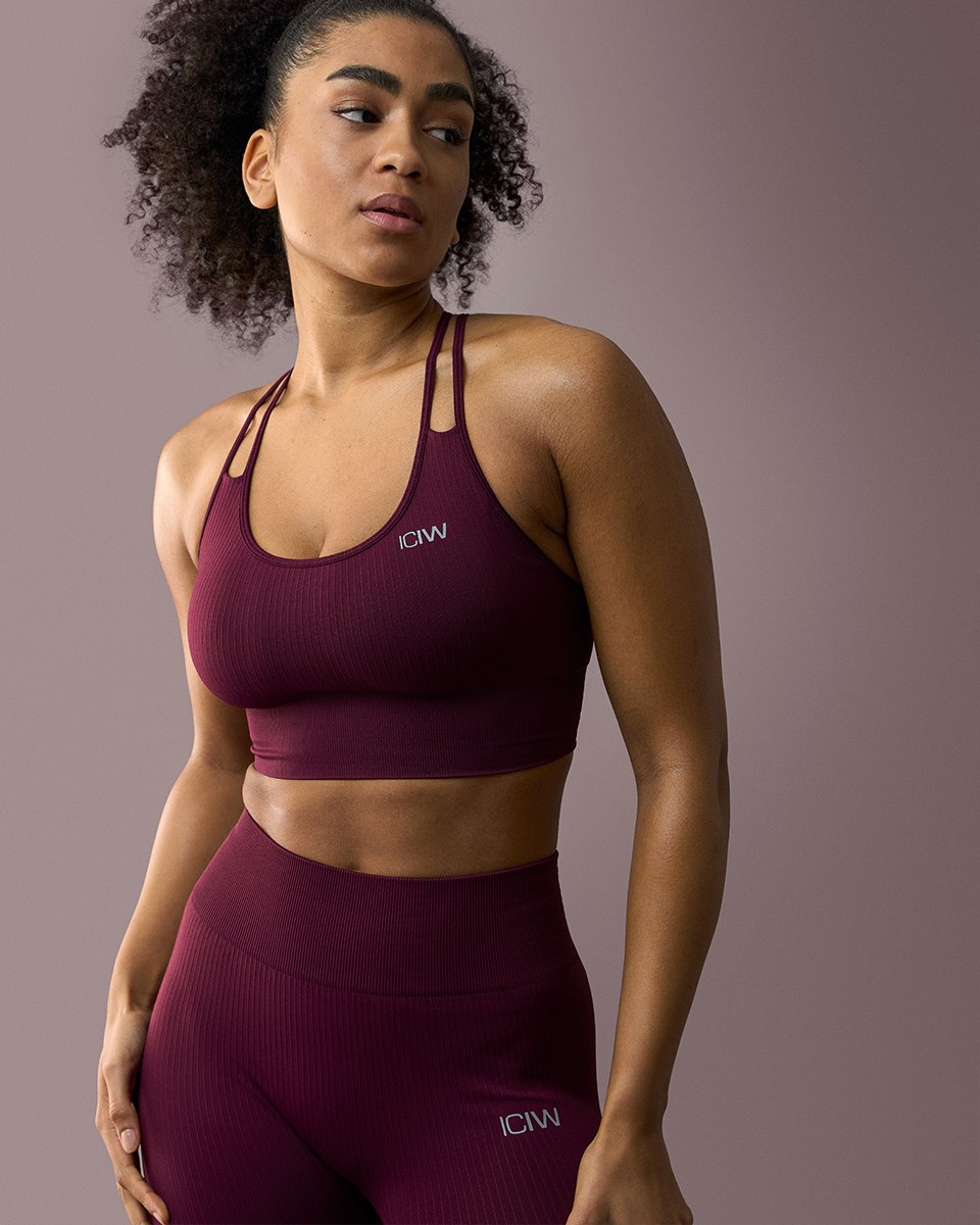 ICIW Räfflad Define Seamless Sports Bra Dark Burgundy Mörkröda | 351274IFX