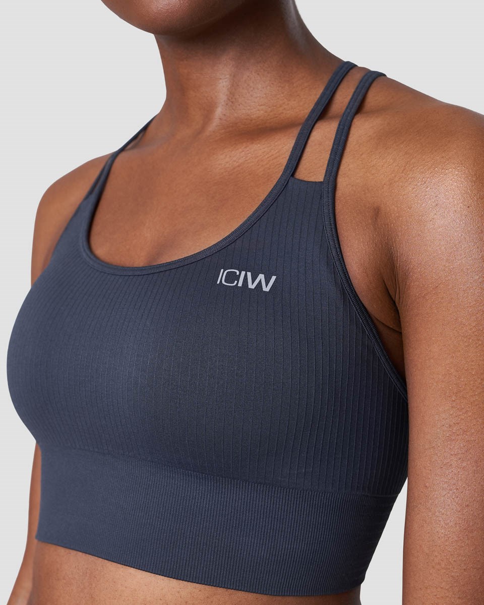 ICIW Räfflad Define Seamless Sports Bra Smokey Mörkblå | 415389LNI