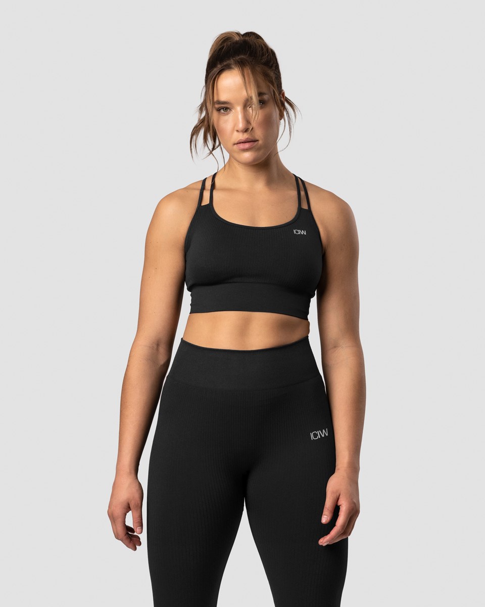 ICIW Räfflad Define Seamless Sports Bra Svarta | 496312SEI