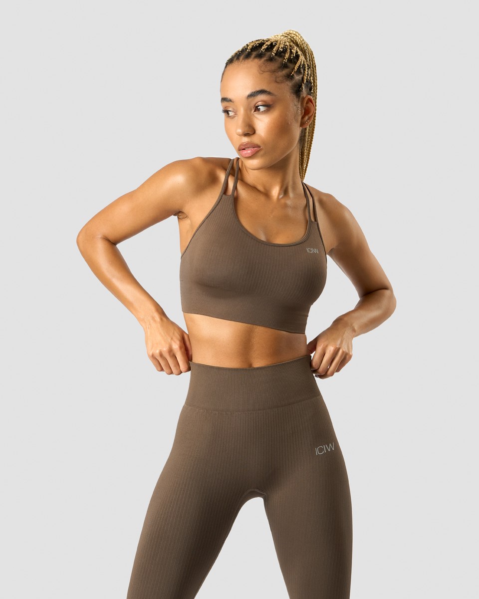 ICIW Räfflad Define Seamless Sports Bra Dark Sand Bruna | 539847SNJ