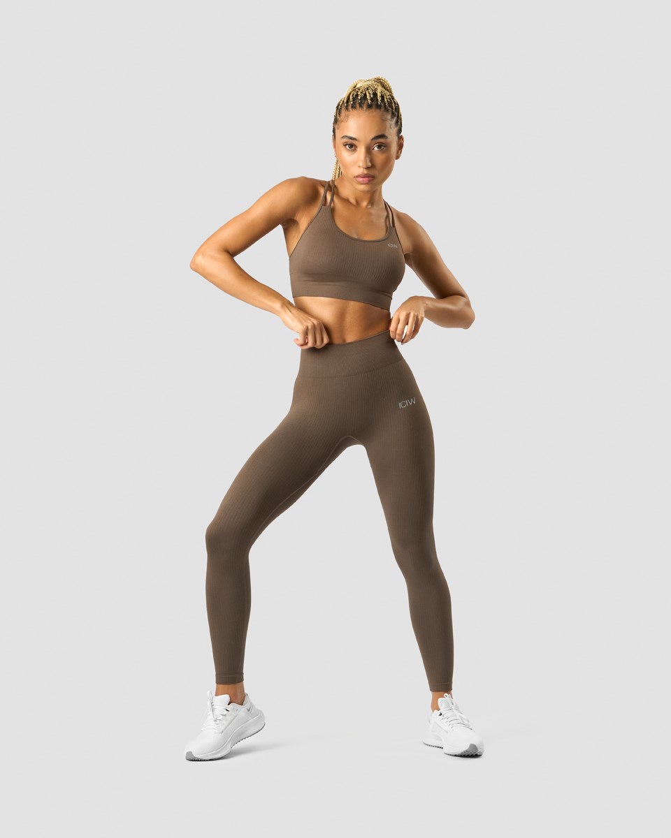 ICIW Räfflad Define Seamless Sports Bra Dark Sand Bruna | 539847SNJ