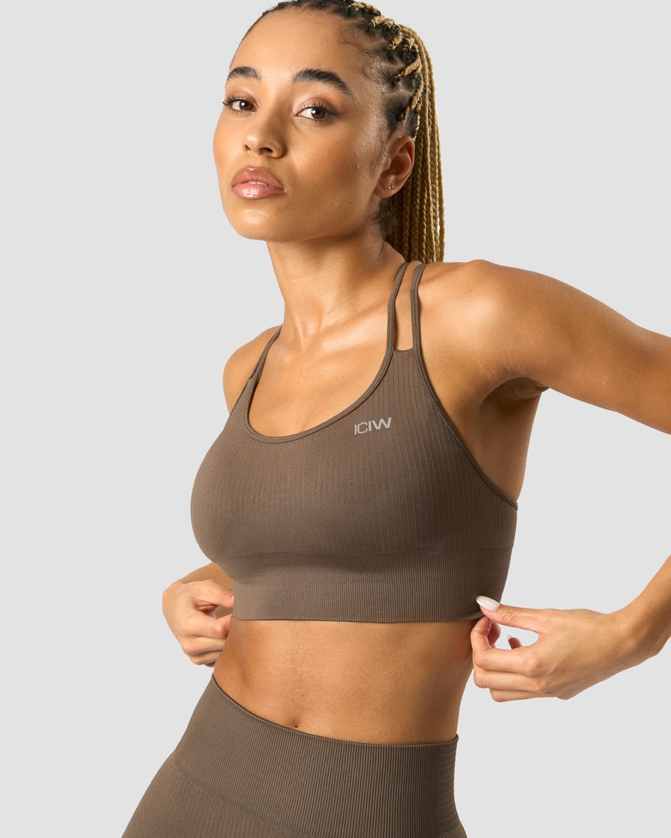 ICIW Räfflad Define Seamless Sports Bra Dark Sand Bruna | 539847SNJ