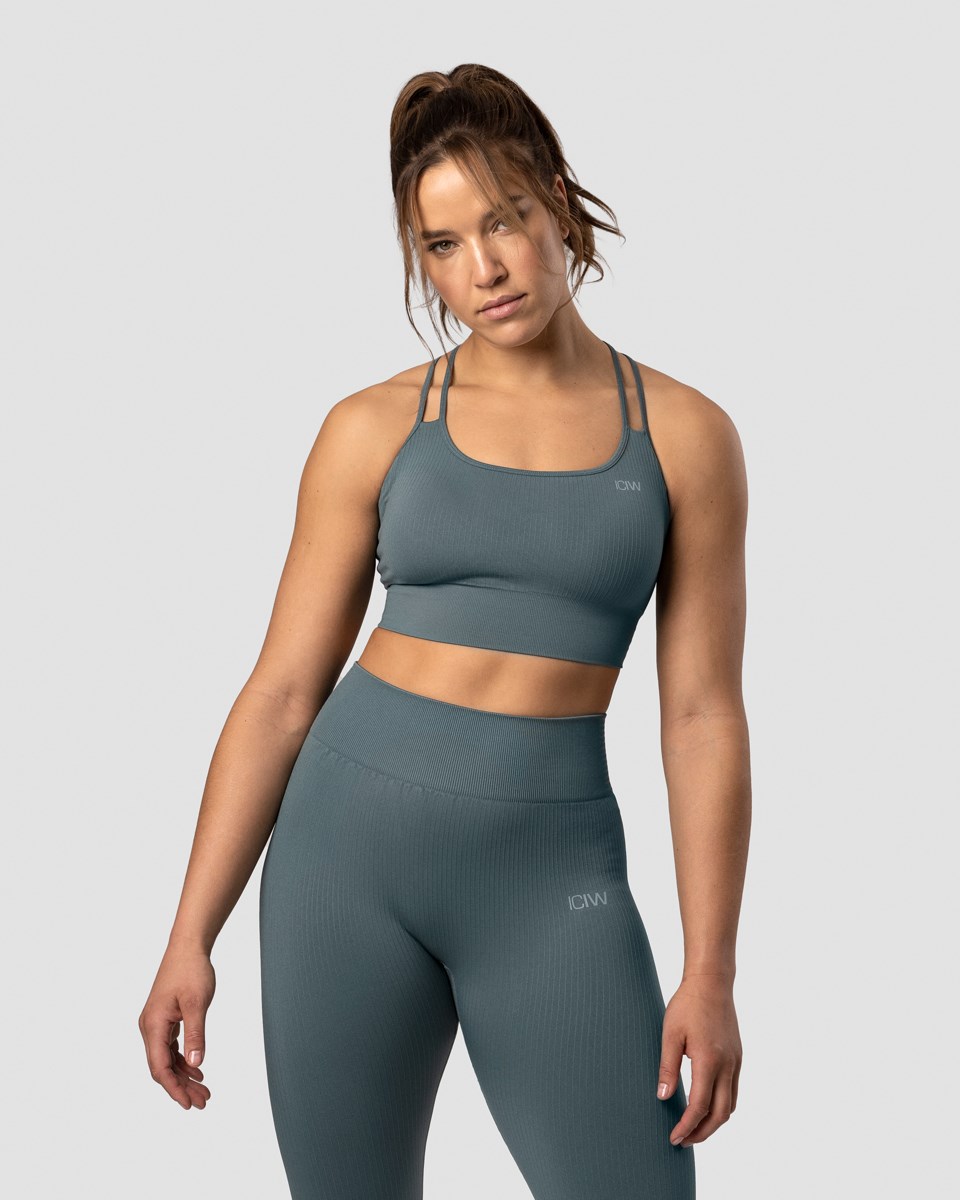 ICIW Räfflad Define Seamless Sports Bra Jungle Mörkgröna | 803519YBV