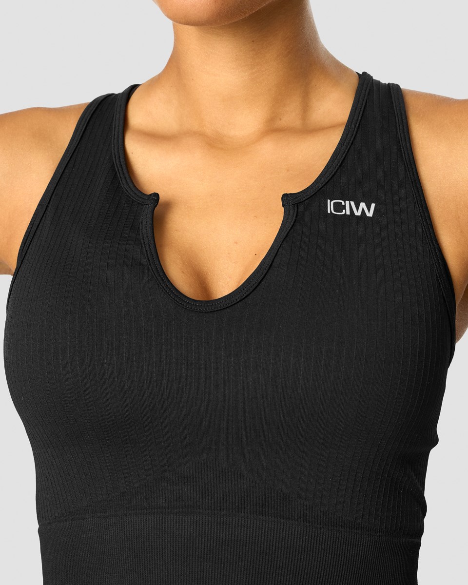 ICIW Räfflad Define Seamless Tank Top Svarta | 370219TQB