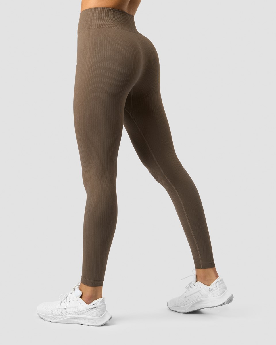 ICIW Räfflad Define Seamless Tights Dark Sand Wmn Bruna | 037452QWO