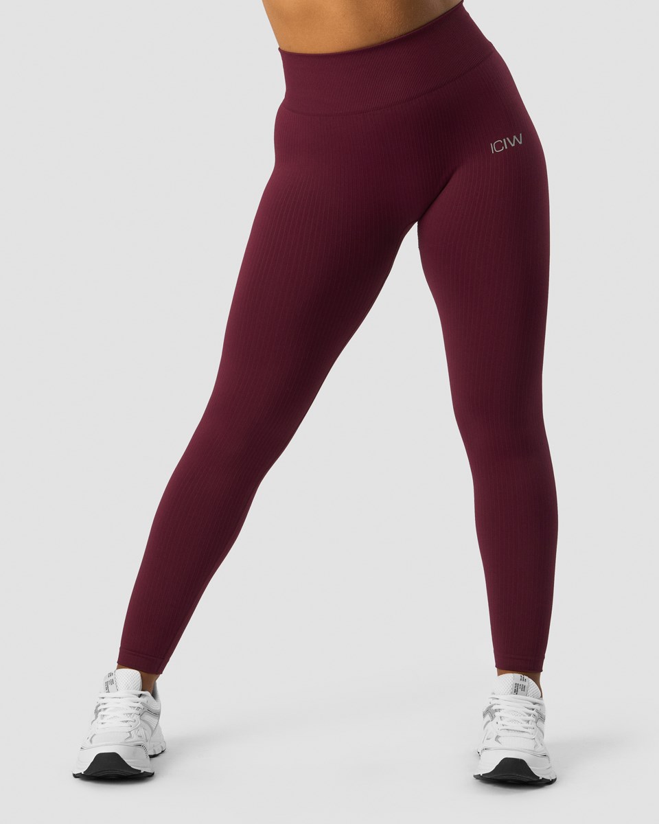 ICIW Räfflad Define Seamless Tights Dark Burgundy Mörkröda | 715820VER