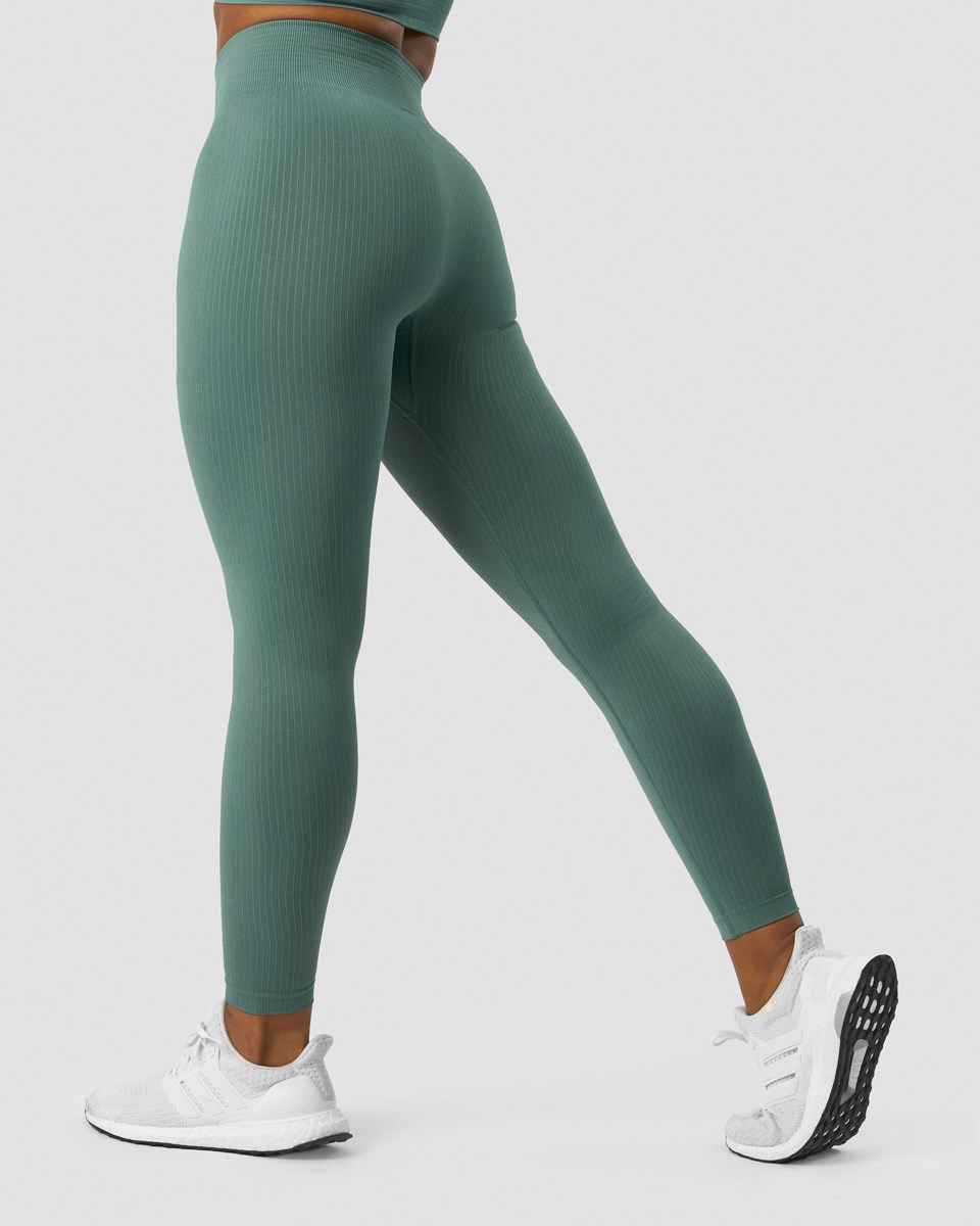 ICIW Räfflad Define Seamless Tights Sea Mörkgröna | 593084SYA