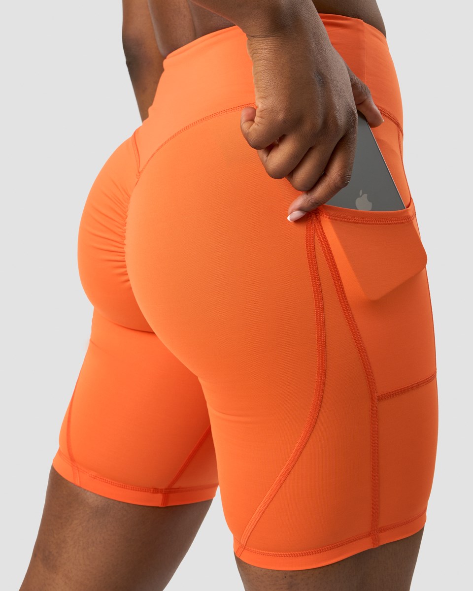 ICIW Scrunch V-shape pocket biker shorts Orange | 029361DQI