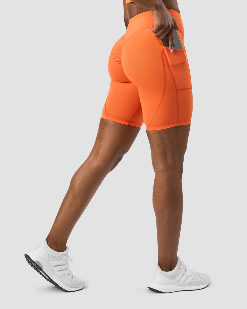 ICIW Scrunch V-shape pocket biker shorts Orange | 029361DQI