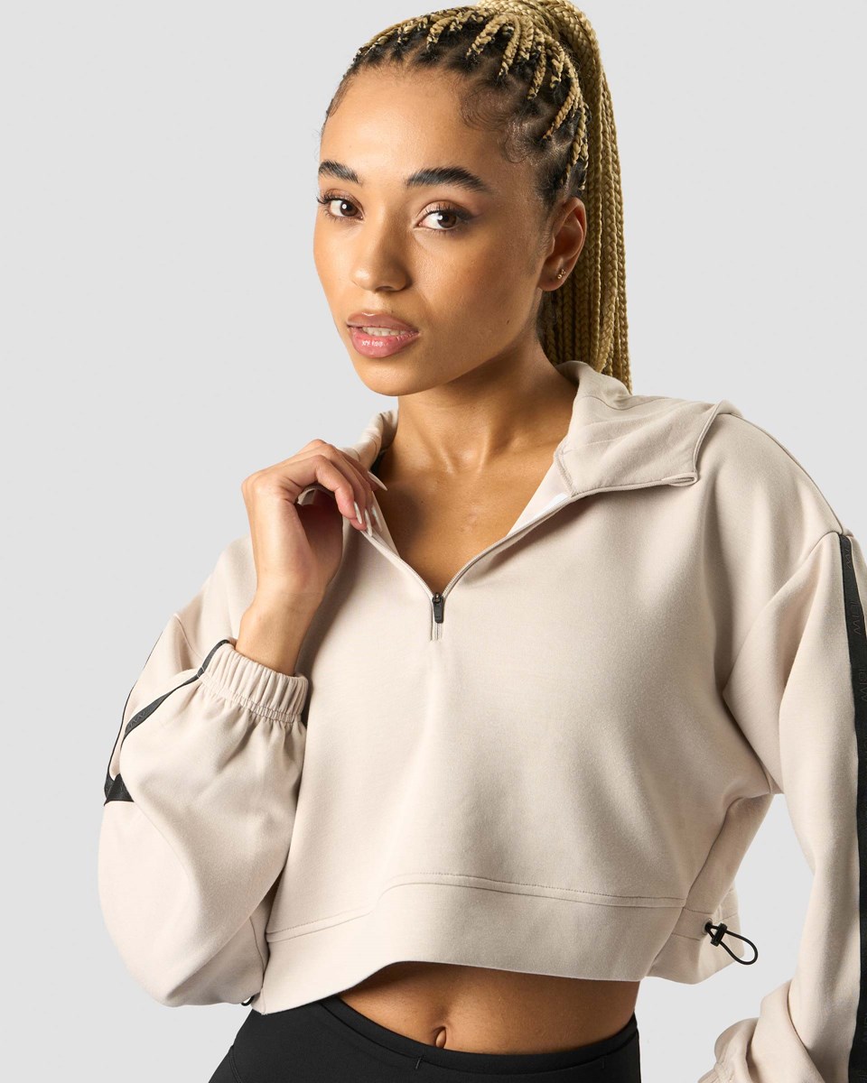 ICIW Stance Cropped Hoodie Wmn Beige | 819502EPT