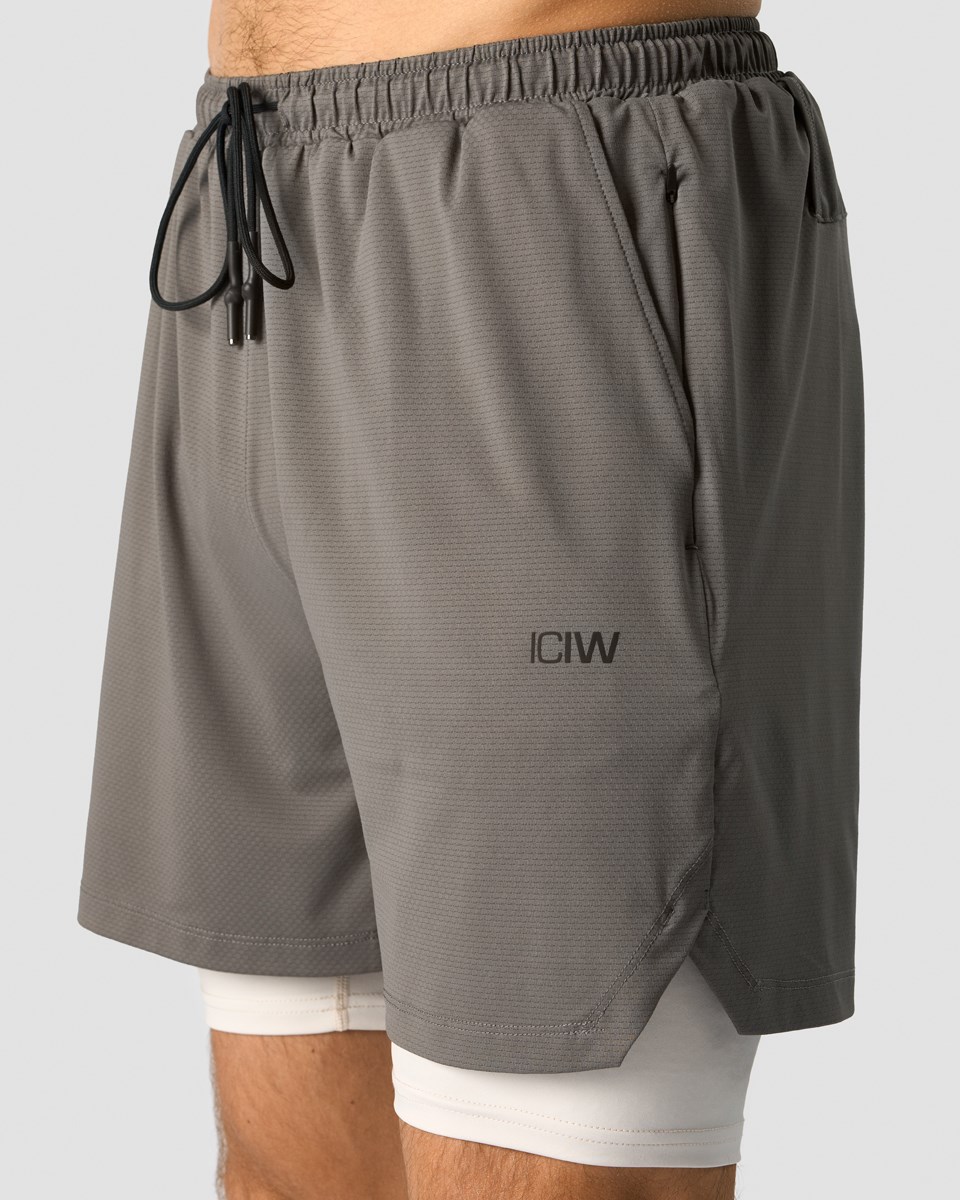 ICIW Stride 2-in-1 Shorts Mörkgrå | 613482FMC