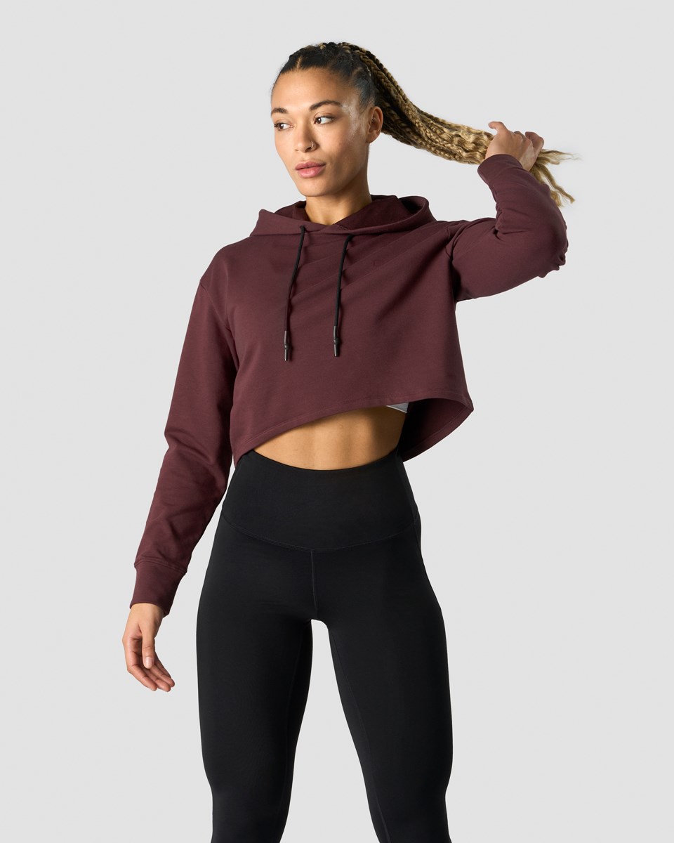 ICIW Stride Cropped Hoodie Wmn Burgundy Mörkröda | 594712YRP