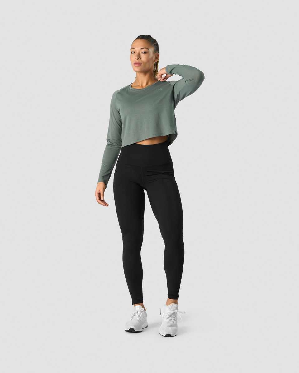 ICIW Stride Cropped Long Sleeve Wmn Sea Mörkgröna | 409351EBN