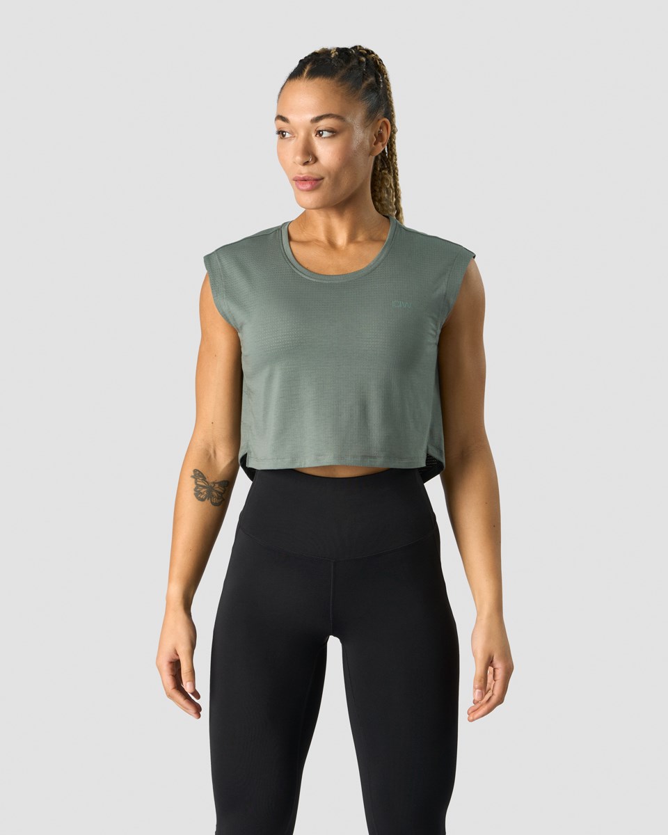 ICIW Stride Cropped Tank Wmn Sea Mörkgröna | 207318RPY