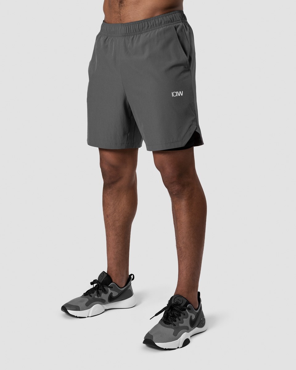 ICIW Tränings 2-in-1 Shorts Dark Mörkgrå | 394501RQP