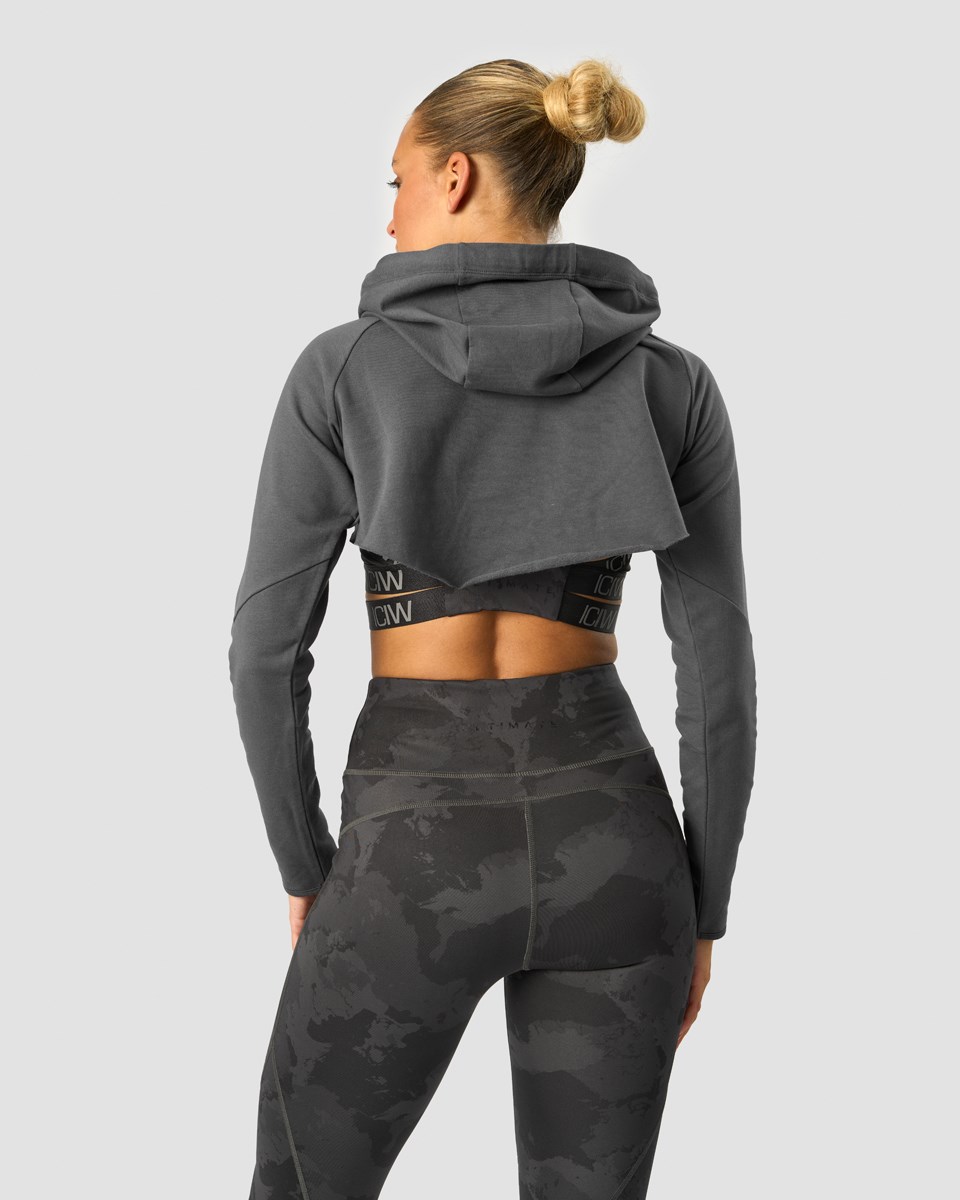 ICIW Ultimate Tränings Cropped Hoodie Storm Mörkgrå | 318925FGW